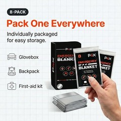 PREPARED4X Mylar Blankets 8-Pack Waterproof Rip-Resistant Emergency Outdoor