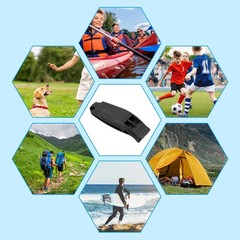 6pcs Emergency Whistles, Safety Whistle with Lanyard for Kayaking, Black