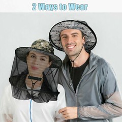 Men Mosquito Head Net Hat Bugs Netting Protection Jungle Boonie Bucket Bush Hat