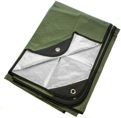 Olive Green Insulated Tarp – 60x82in Emergency Blanket with Reinforced Grommets
