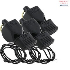 Cushioned Grip Whistles 3 Pack Breakaway Lanyard 115DB Noise Black Polyester