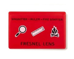 3 Pc Bundle Fresnel Lens Credit Card Firestarter RED Protective Sleeve