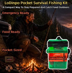 LoDinpo Mini Survival Fishing Kit, Pocket Emergency pocket, Forest Green