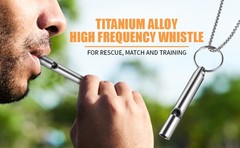 Titanium Emergency Whistle, Gray, 2 Inches Length, 120db Loud Safety Whistle