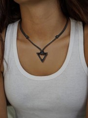 Norse Viking Rune Necklace with Stainless Steel 02. Mobius Triangle-Black