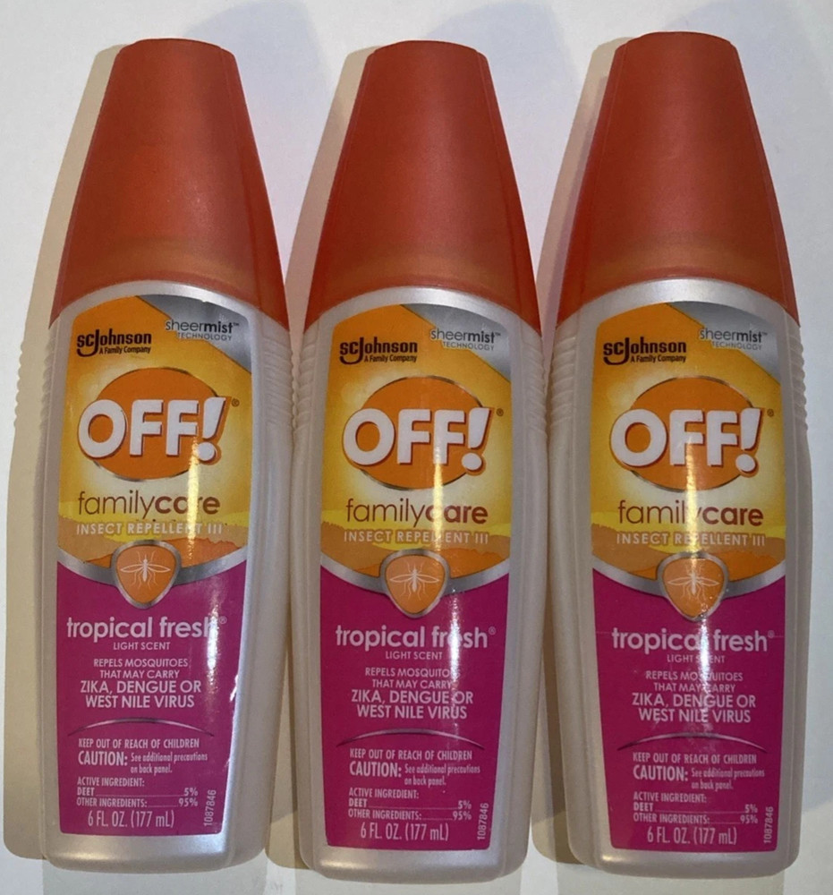3 BOTTLES Off Family Care Tropical Fresh Insect Repellent 6oz EACH New