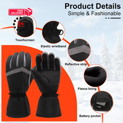 QILOVE Heated Gloves, Rechargeable Hand Warmers for Men Women – 4.5V-L, Black