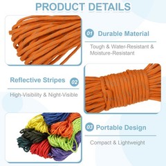 Reflective Fluorescent Paracord Rope 4mm 49 ft for Camping (Orange)