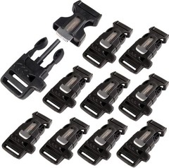 CooBigo 10Pack 3/4″ (19mm) Fire Starter Survival Whistle Buckle Flint Scraper fo