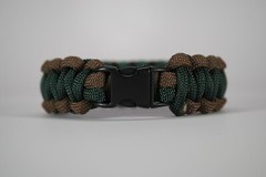 550 Paracord Survival Bracelet Cobra Dark Brown/Emerald Green «Made in the USA»