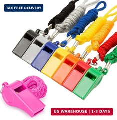 8-Pack Loud 120dB Safety Whistles with Lanyard – Bright Colored Plastic Emergenc