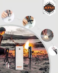 Magnesium Fire Starter Af374 2pack Waterproof Fire Steel Pouch For Camping Hik