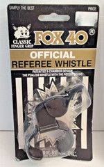 NEW! TWO CLASSIC FOX 40 OFFICIAL REFEREE HANG & FINGER GRIP WHISTLE BLACK