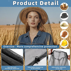 2 Pack Mosquito Head Nets with Drawstring Universal Fit for Hats Bug Net