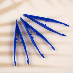10pcs Plastic Blue Tweezers Medical Beads Disposable Tweezers Tools Force.MC