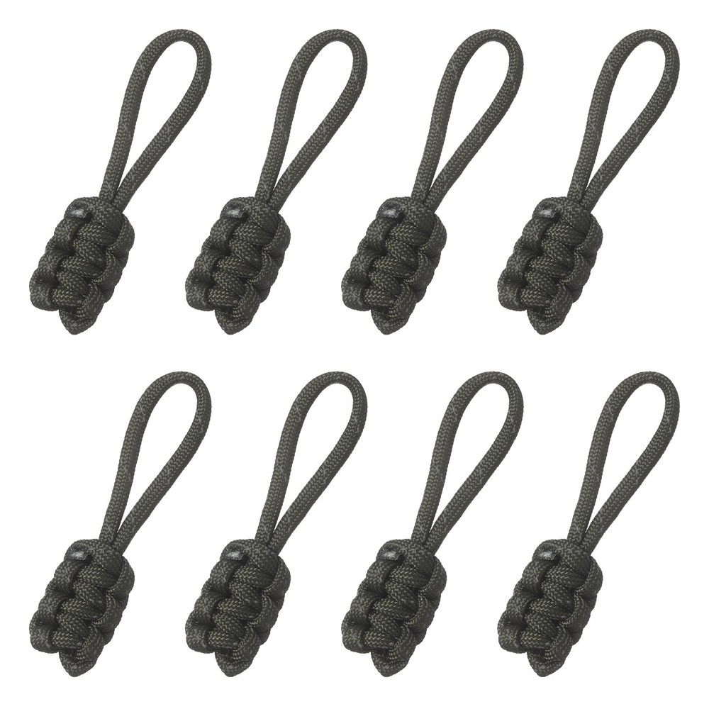 8Pcs Reflective Paracord Zipper Pull, 85 mm Length for Backpacks, Olive Green