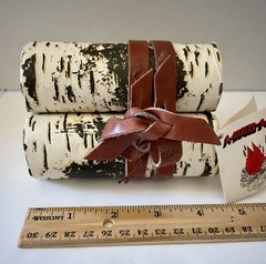 Vintage 80s FIRESTARTER Kit A-MAIZE-A-LOG Fire pits Fireplaces Leather Gift!