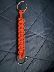 Orange Paracord Keychain Lanyard w/ Dual Metal Key Rings 4.25in 550lb