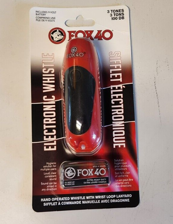 Fox 40 Electronic 3 Tone Whistle with Wrist Lanyard – Red/Black NEW