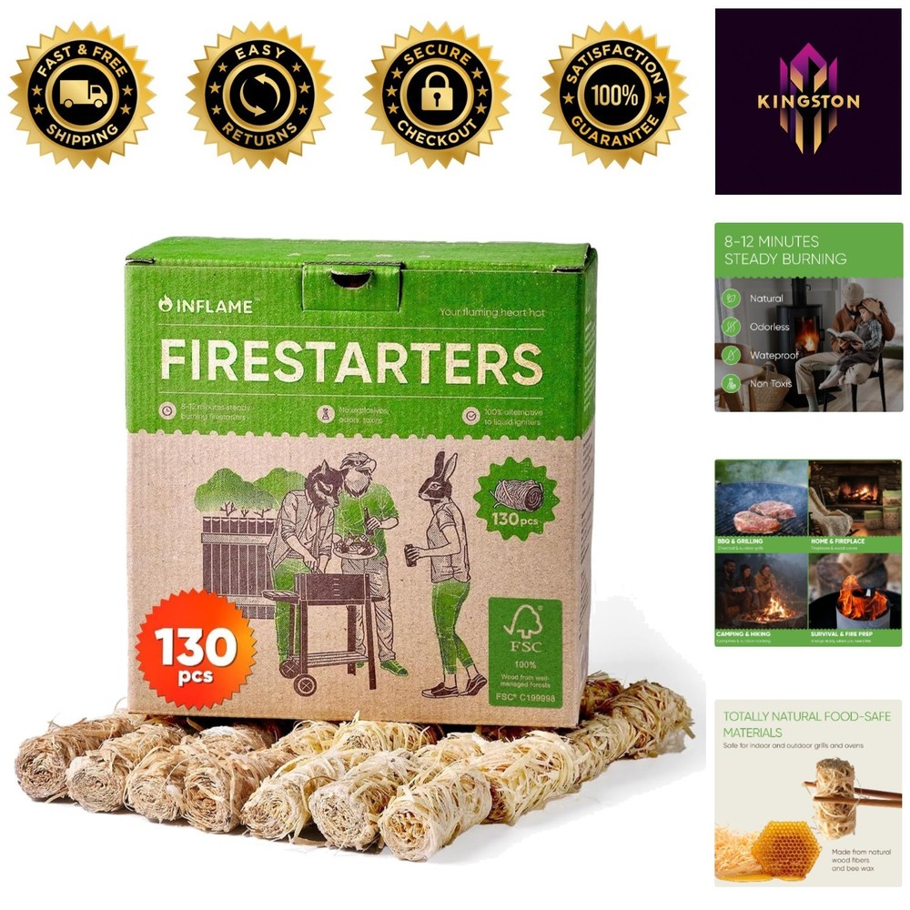 130 Pcs Natural Wood Fire Starters – Perfect for Every Occasion