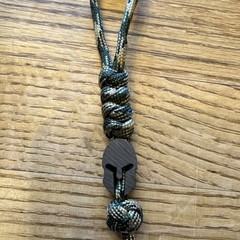 Camo Paracord Lanyard w/ Titanium Spartan Helmet Bead