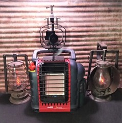 Mr. Heater «Buddy» Single Tank Wood Stove, Heat Powered Fan Mount. Custom Built.