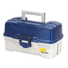 Plano 2-Tray Tackle Box with Dual Top Access, Blue One Size, Blue/White
