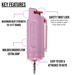 5 Police Magnum pepper spray .50oz pink molded keychain self defense protection