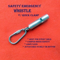 Safety-Emergency Whistle w/D Clamp Light & Loud Must 4 Child/Camper/Hiker