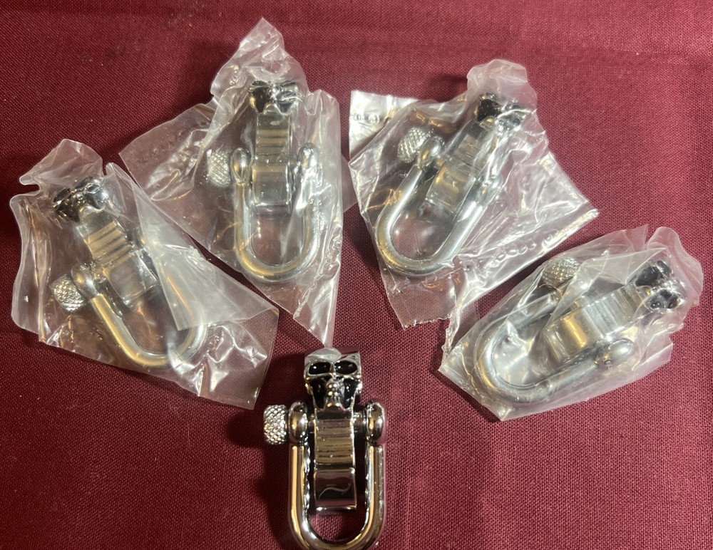 5 Pack Stainless Steel Skull Adjustable Bow Shackles for Paracord Bracelets lot