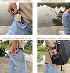 Emergency Survival Fishing Iron Box Telescopic Fishing Rod 21 Fishing Gear