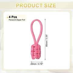 4Pcs Reflective Paracord Zipper Pull, 85 mm Length for Backpacks, Pink