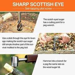 Outdoor Survival Tool Wood Drill Manual Hand Auger Wrench for Bushcraft Settlers