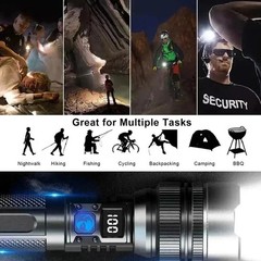 Super Bright 1,000,000LM LED Flashlight USB-C Rechargeable Waterproof Digital