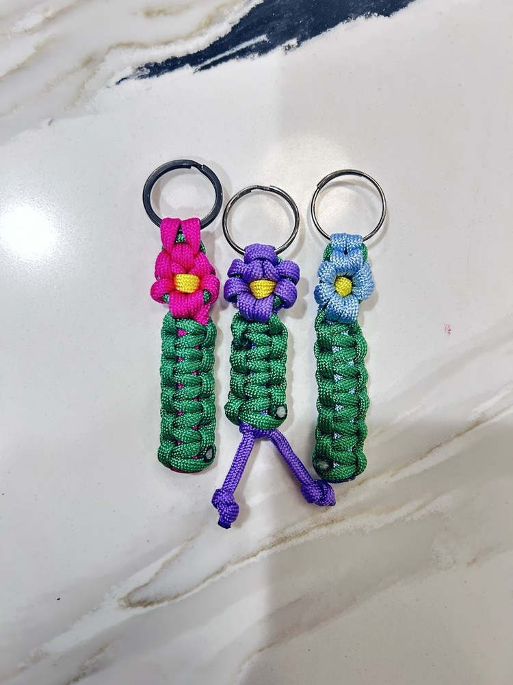 Pack Of 3 Paracord Flower Keychains Handmade