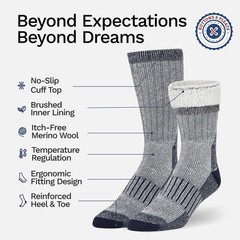 Buttons & Pleats Premium Merino Wool Medium-Large, A1-dark Gray (3 Pairs)