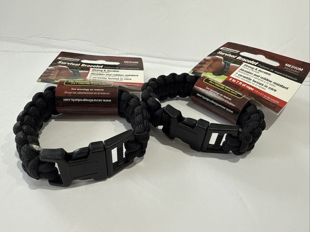 Secureline 550 lb. Survival Bracelet Military Grade Paracord Size Medium Lot 2