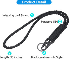 Heavy Duty Paracord Lanyard Keychain, Paracord Necklace Cell Phone Keychain Whis
