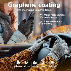 Heat equation Merino Wool Gloves for Men Women, Touch Large, C02-(black)