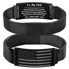To My Son/Stepson/Son-in-Law Bracelet, Adjustable To My Son(from Dad) Black