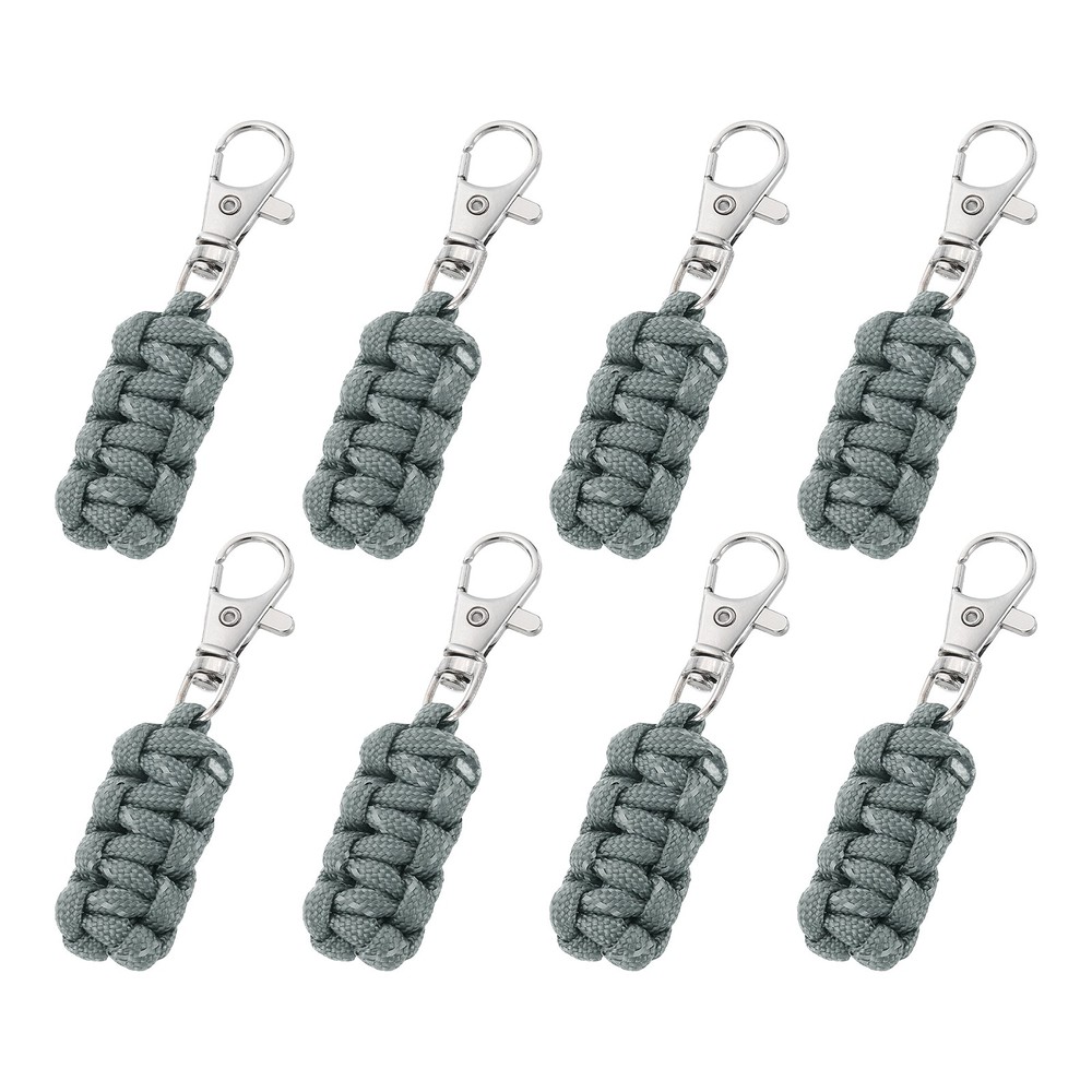 Reflective Paracord Zipper Pull, 80 mm Length for Backpacks (8 Pack, Gray)