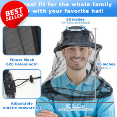 2pk Mosquito Head Net Extra Large Fine Mesh for Camping Hiking Fishing – US