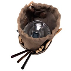 , Camping Bag for Cooking Pot, Handmade from Waxed Canvas and Full Grain Leat…
