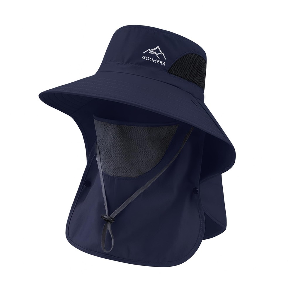 GOOHERA Sun Hat for Men & Women, Breathable Wide Brim One Size, Dark Blue