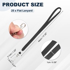 25Pcs 17.3″ Polyester Flat Lanyard with Clasp for Keys, Black