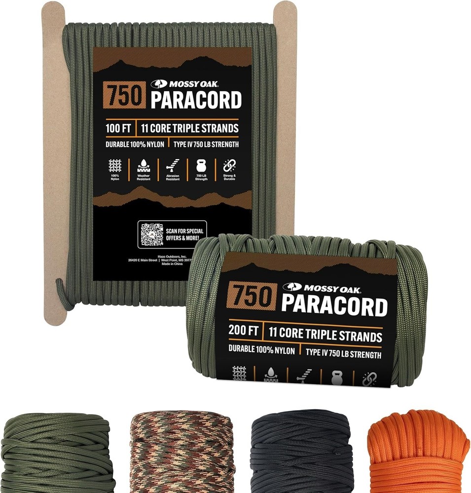 Paracord Rope 750 with 11 Inner Strands | Survival Gear for Camping, Hunting, F