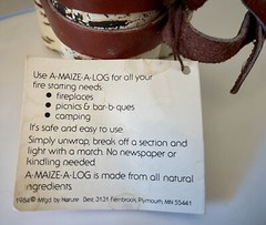 Vintage 80s FIRESTARTER Kit A-MAIZE-A-LOG Fire pits Fireplaces Leather Gift!