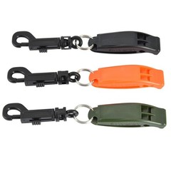 Compact rescue whistle for hiking camping survival with nylon lanyard hole