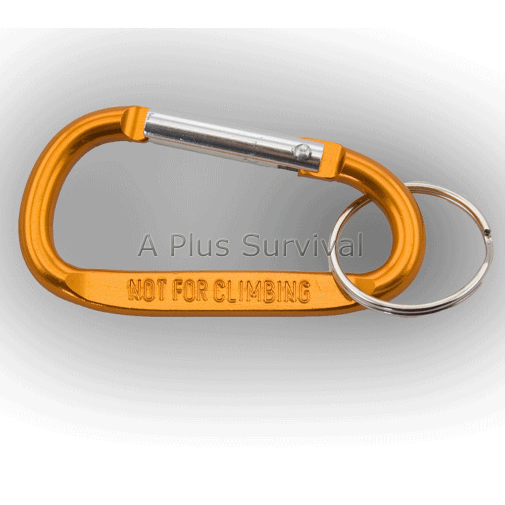 2 Pack Small Carabiner Keychain Backpack Belt Camping Survival Kit – Orange