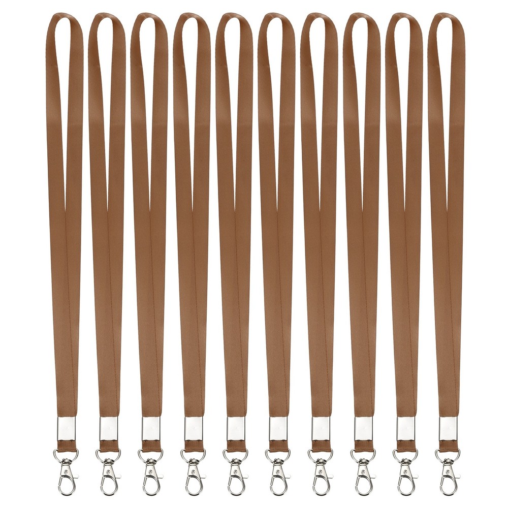 10Pcs 16.9″ Polyester Flat Lanyard with Lobster Clasp for Keys, Brown
